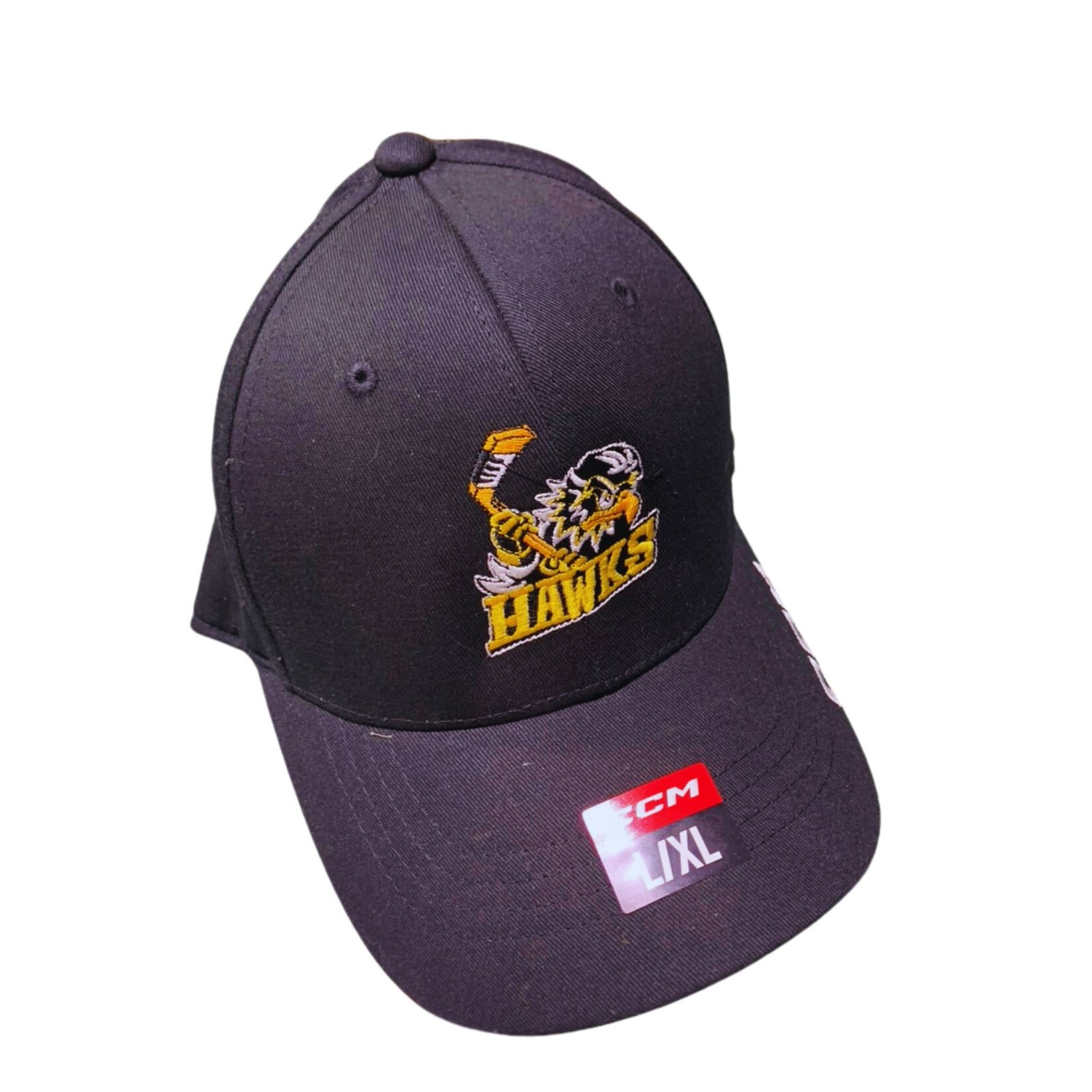 CCM Hockey HAWKS CCM MENS BLACK FLEX FIT HAT L/XL