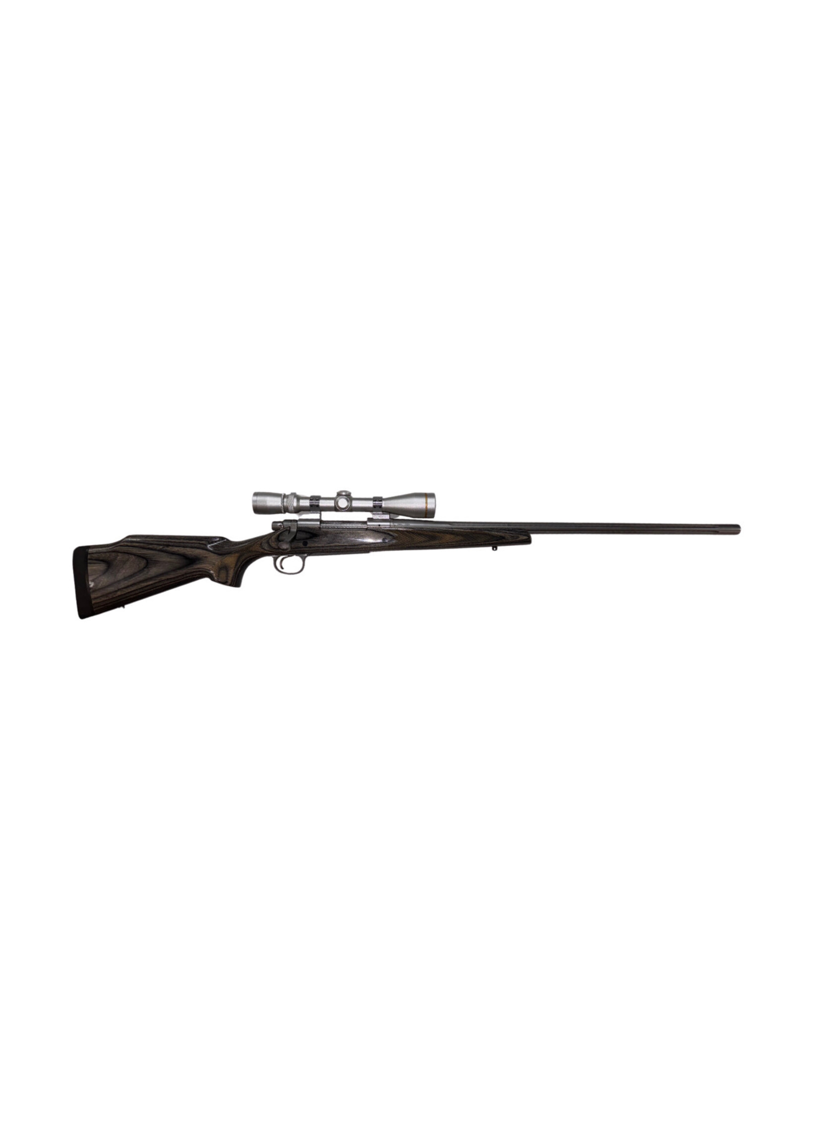 REMINGTON USED REMINGTON 338 RUM MODEL 700 S/S FLUTED 26” BRL GREY LAMINATE STOCK W/ LEUPOLD VXII 3.5-10 X 40/ 4 BOXES OF AMMO