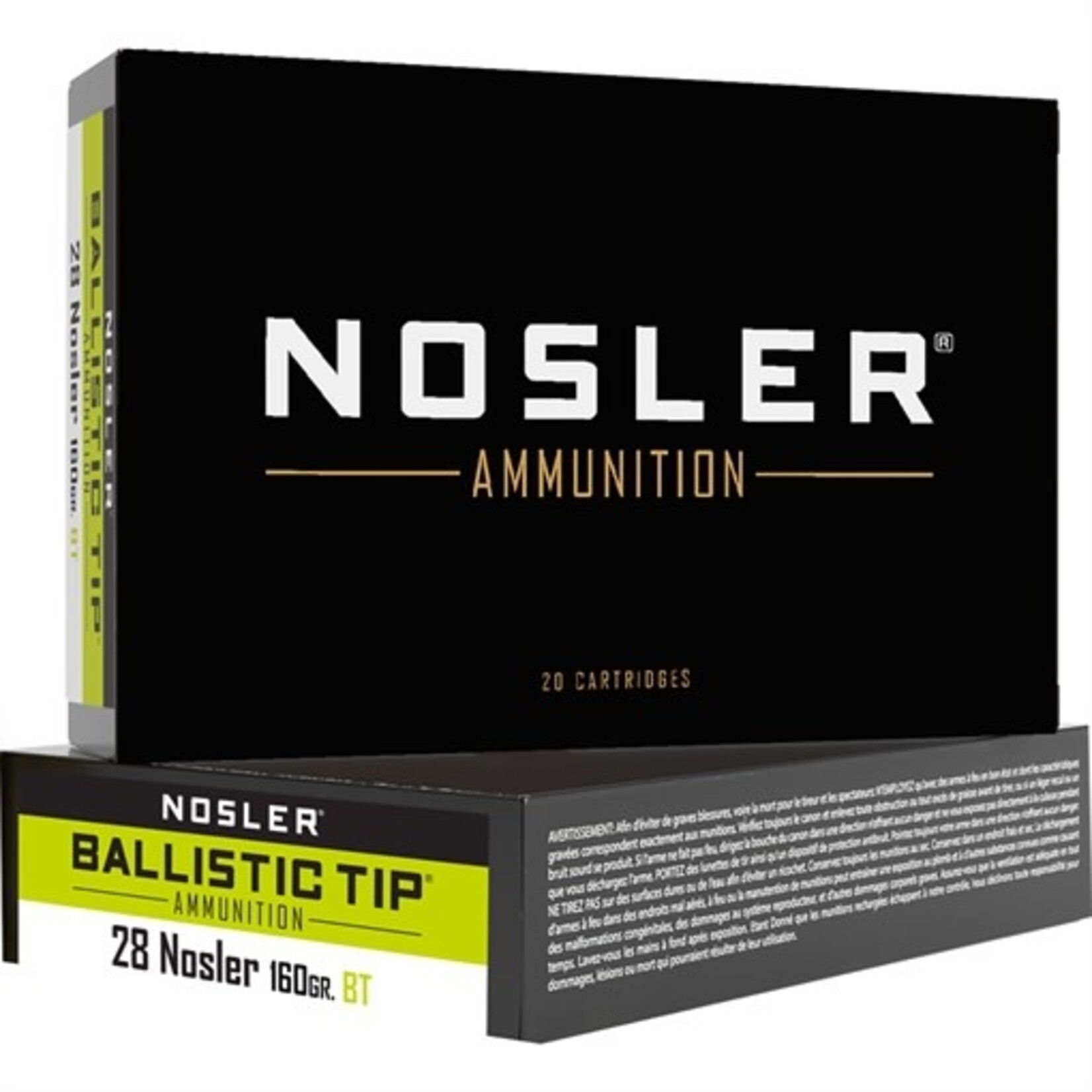 NOSLER AMMO 28 NOSLER  BALLISTIC TIP 160G SP 3200 FPS 20/CT