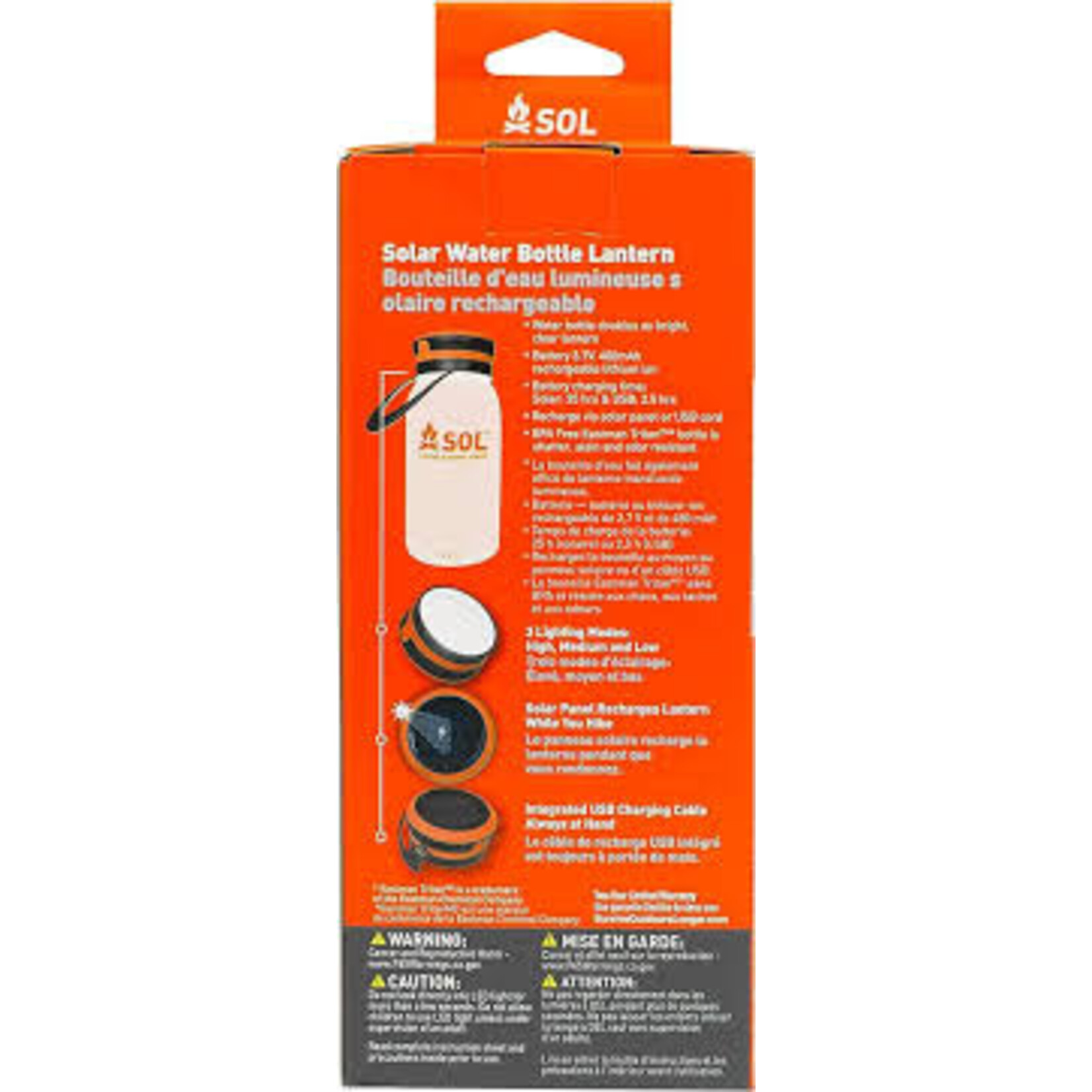 SOL WATER BOTTLE LANTERN RECHARGEABLE SOLAR 700ML 10HR RUNNING TIME