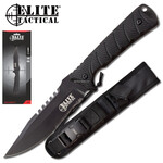 ELITE TACTICAL BACKDRAFT 5” SERRATED STEEL BLADE W/SHEATH