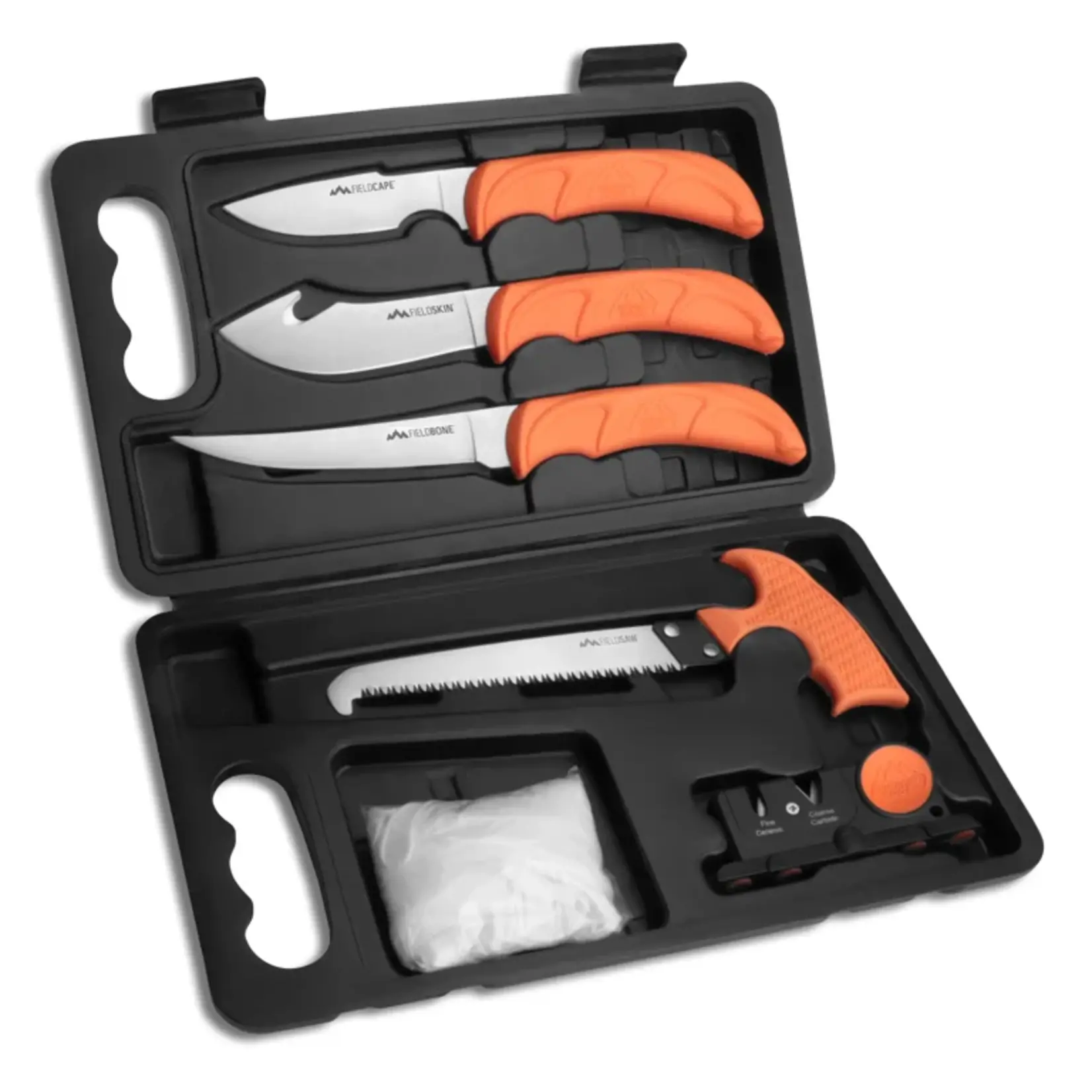 MAXAM MAXAM 7 PC GAME CLEANING  SET W/ BONE SAW, CAPING KNIFE, SKINNING KNIFE, BONE/FILLET KNIFE, SHARPENER, CASE