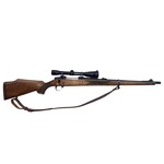 SAKO USED SAKO 338 WIN MAG MODEL A5 FINNBEAR DELUXE CARBINE BLOT ACTION 3RND 20.5” BRL W/RED FIELD 6X SCOPE W/SAKO RINGS / FULL STOCK/  MUZZEL BREAK/ SAKO LEATHER SLING