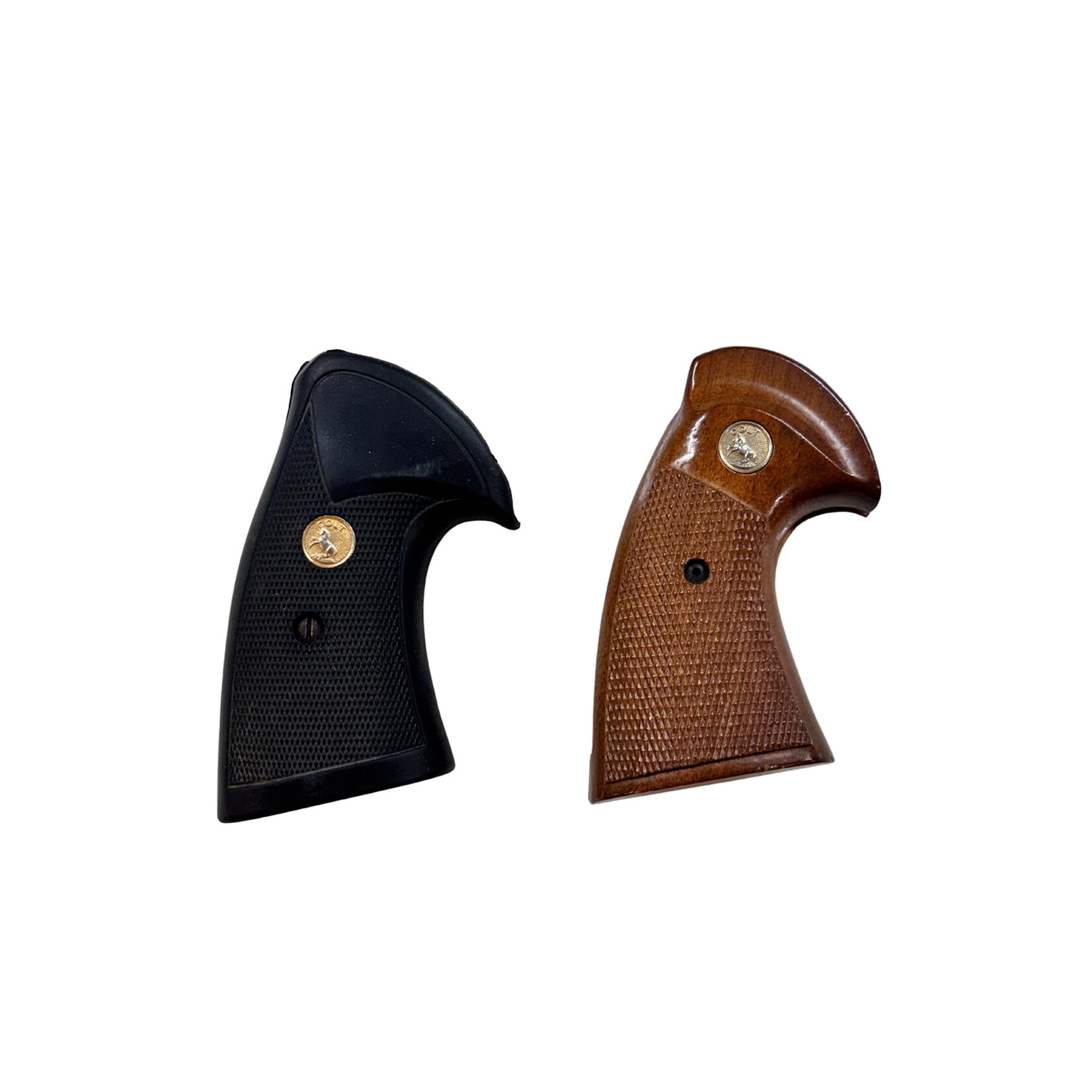 USED COLT .45 LC GRIP PAIR, 1 WOOD, 1 BLACK