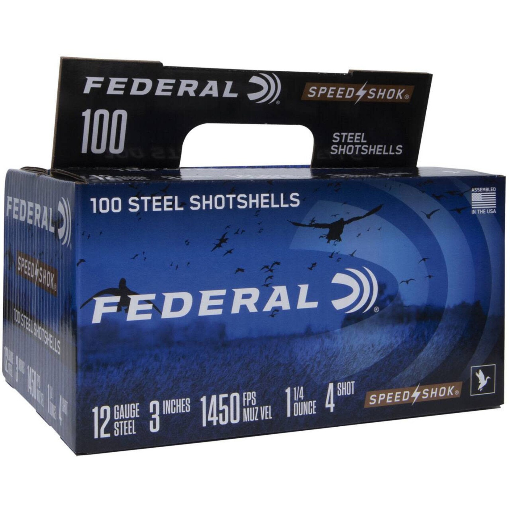 FEDERAL FEDERAL SS 12 GA AMMO 3" 1 1/4 OZ #4 STEEL SPEED SHOK 100 ROUNDS
