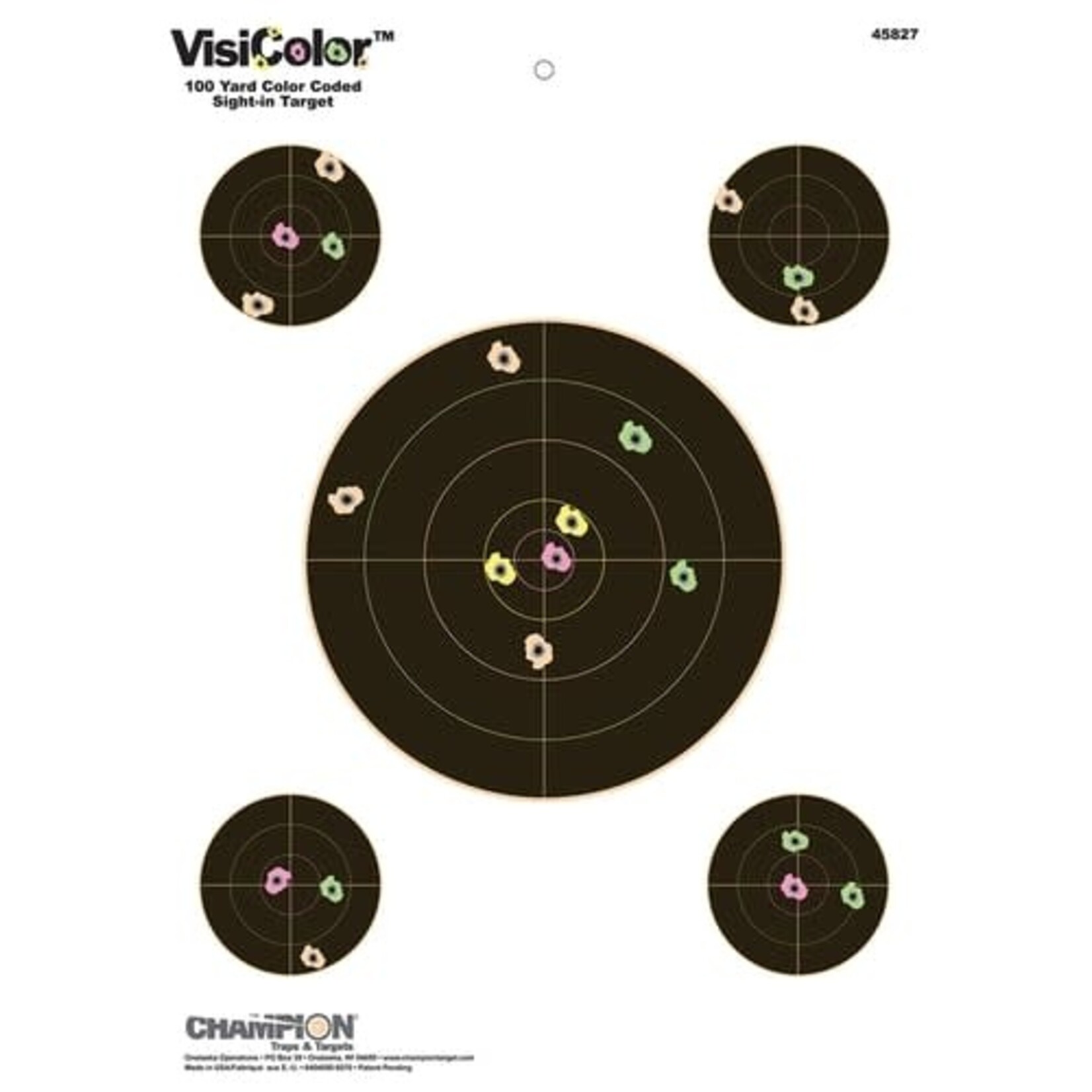 CHAMPION CHAMPION VISICOLOR 8" SIGHT-IN TARGET 100YRDS 10PK 13"X18"