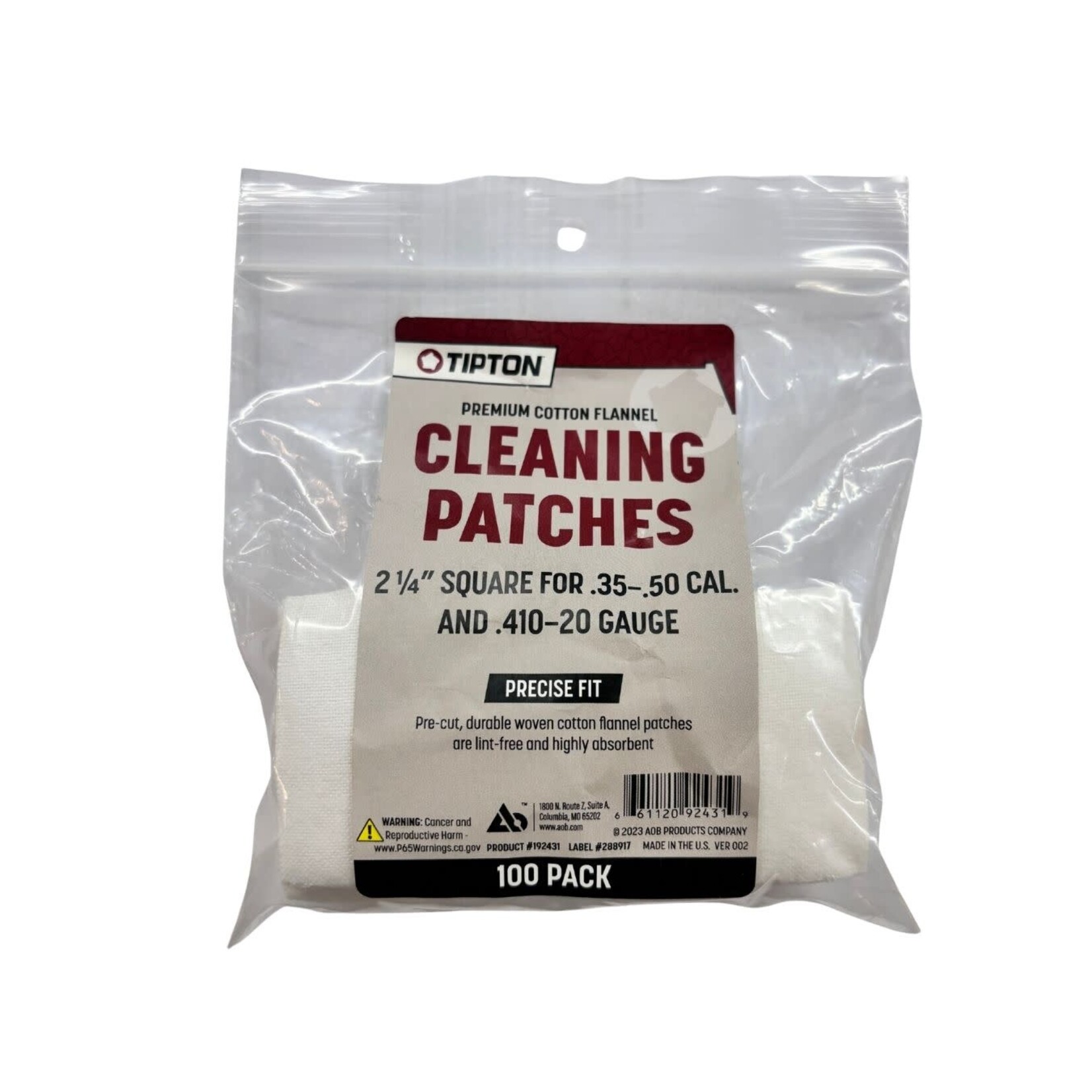 TIPTON TIPTON PATCHES 35-50 CALIBER 410-20 GA 2 1/4" SQUARE 100 PACK