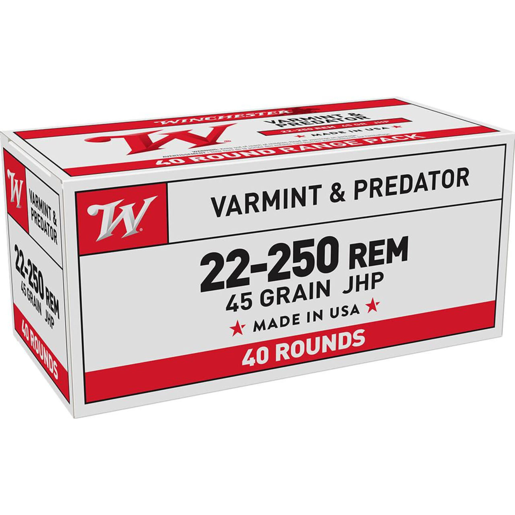 Winchester Repeating Arms WINCHESTER 22-250 REM 45 GRAIN JHP 40 ROUNDS VARMINT AND PREDATOR