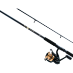 DAIWA D-WAVE PREMOUNTED SPIN COMBO 10' MEDIUM 1-5 OZ LINE 12-30 LBS 2PC ALUMINUM SPOOL REEL DW50F1002M