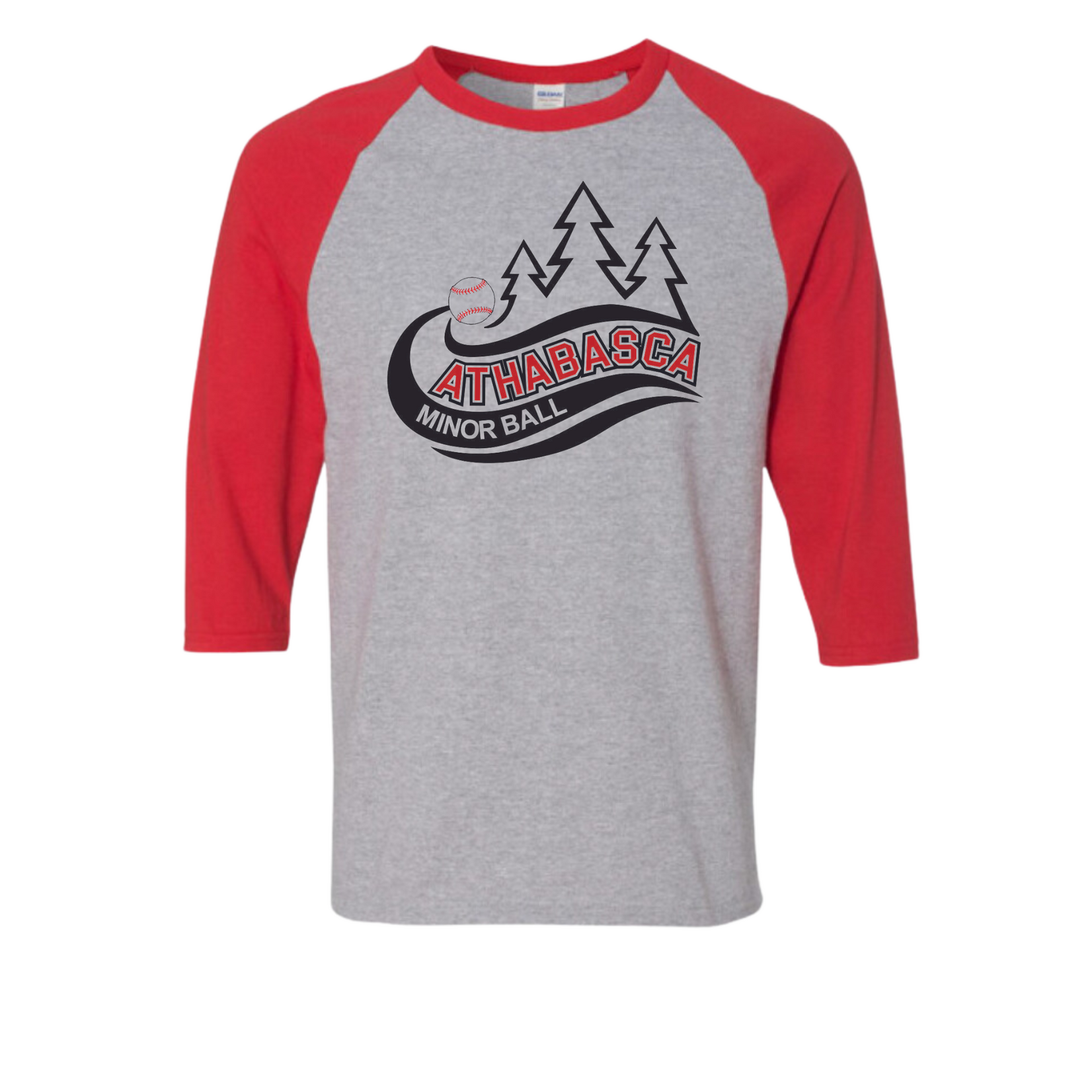 GILDAN ATHABASCA MINOR BALL TEE/TEE 3/4 SLEEVE  YTH/ADULT