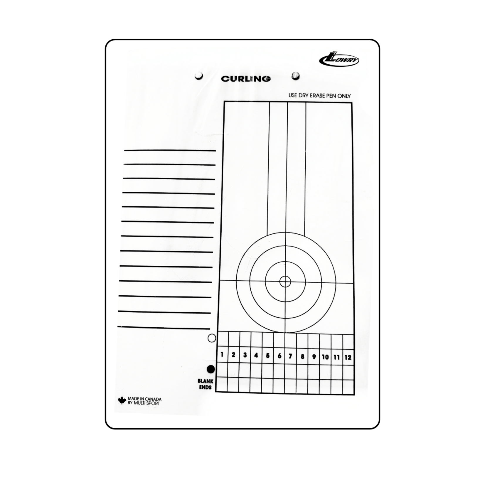 LOWRY ACCESSORIES CURLING COACHES BOARD