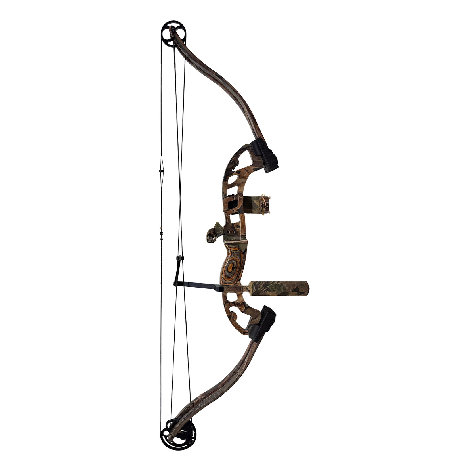 USED JENNINGS BUCKMASTERS LEFT HAND COMPOUND BOW WITH REST SIGHT AND STABILIZER 60-70 LBS CAMO