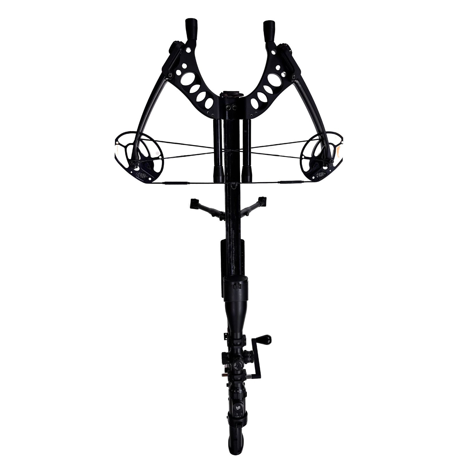 USED PSE TAC 15 CROSSBOW WITH SOFT CASE 5 BOLTS 3 FIELD TIPS INTERNAL CRANK BIPOD AND 3-12 ACCUSHOT SCOPE SPARE CABLE AND CRANK ROPE