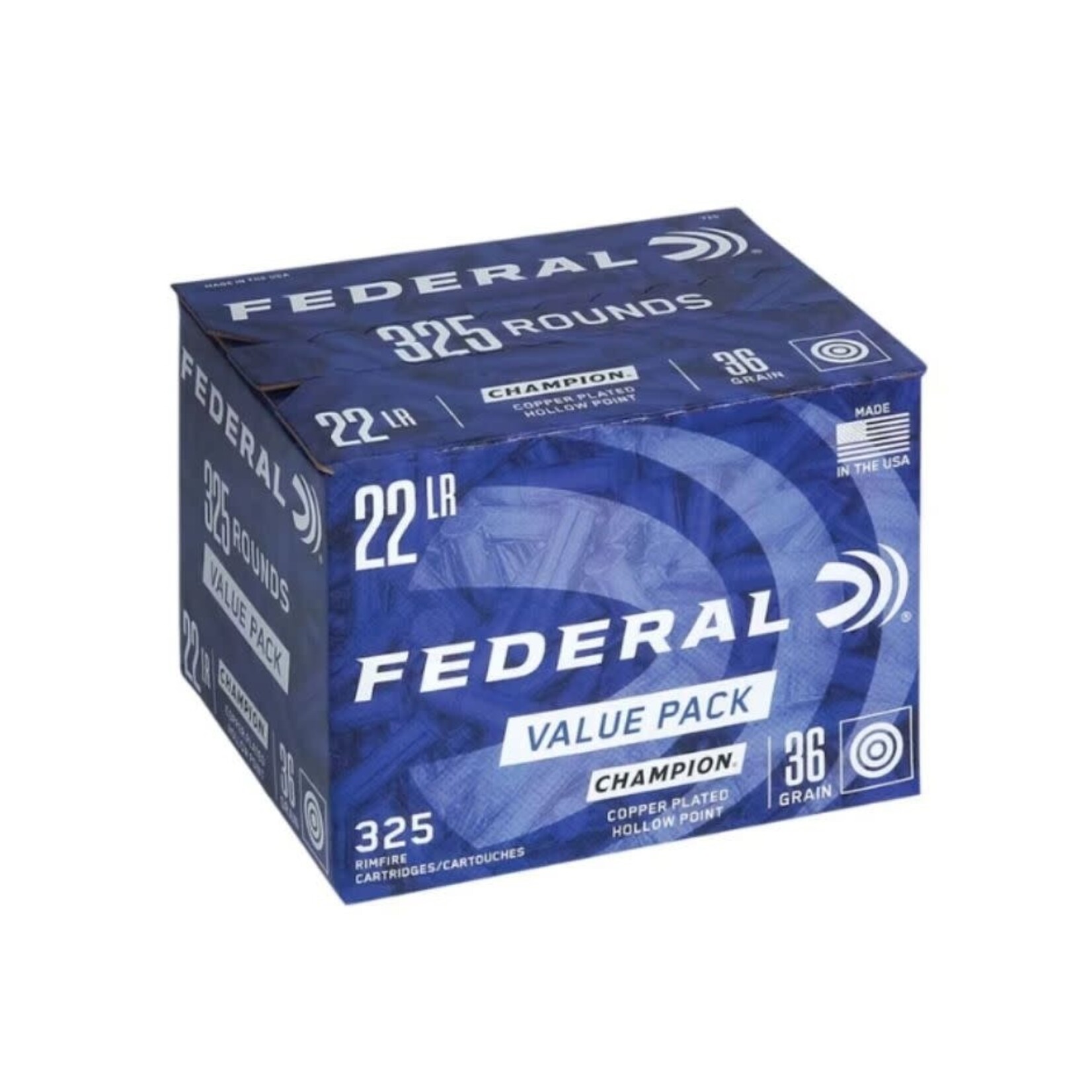 FEDERAL FEDERAL CHAMPION 22 LR COPPER PLATED HOLLOW POINT 36 GR AMMO 325 VALUE PACK