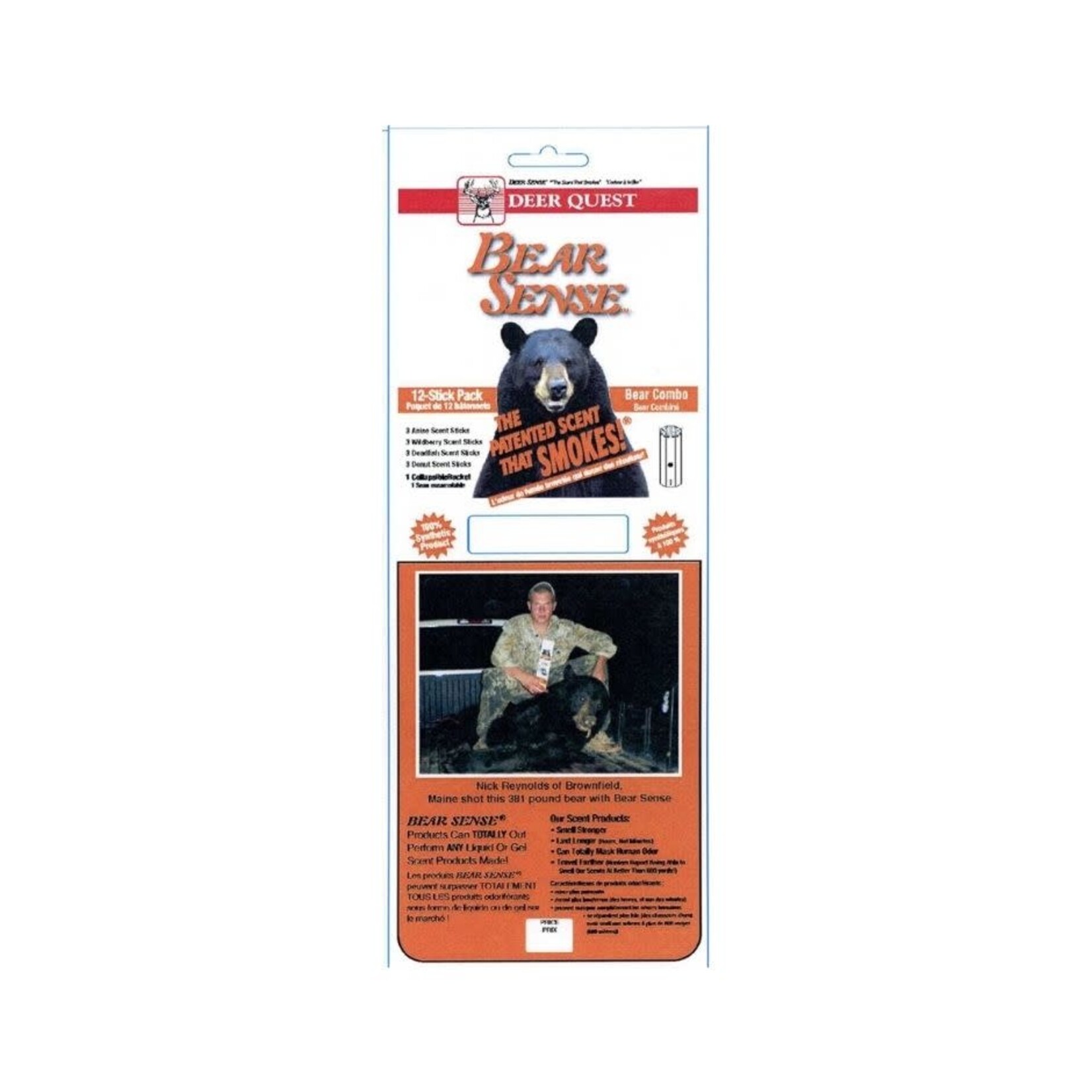 DEER QUEST DEER QUEST BEAR SENSE SMOKE STICKS 12 PK 3 ANISE 3 WILD BERRY 3 DEAD FISH 3 DONUT