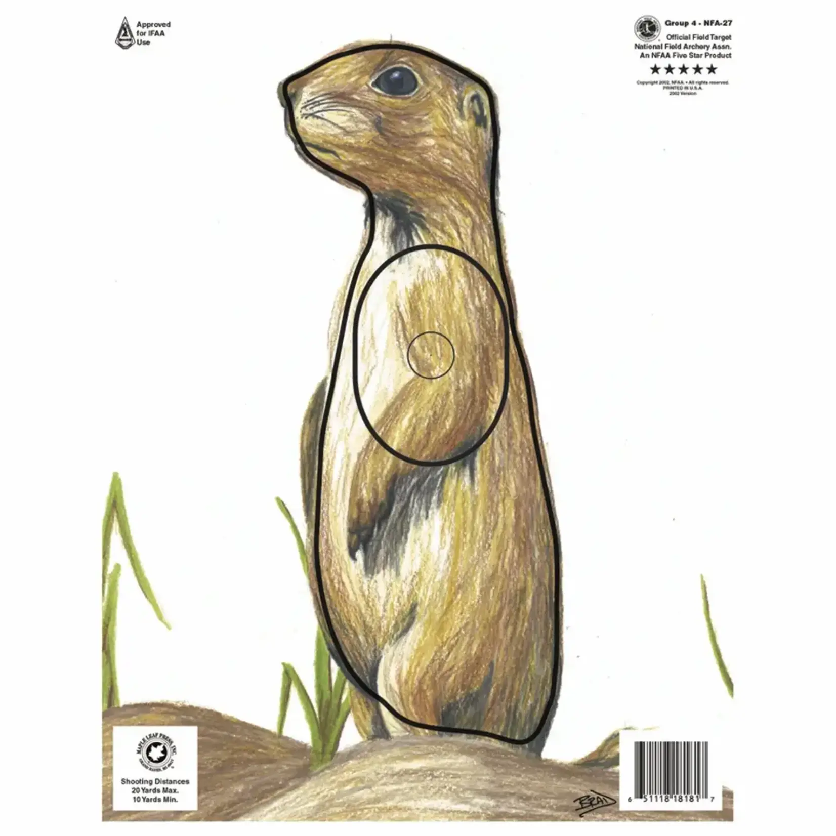 MAPLE LEAF PRESS MAPLE LEAF PRESS NFAA GROUP 4 PRAIRIE DOG TARGET FACE 11.25" X 14.25"