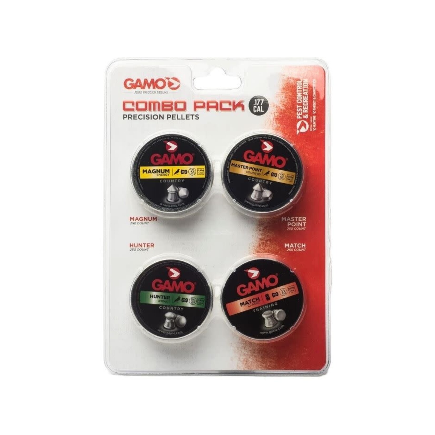 Gamo GAMO .177 CAL COMBO PACK PRECISION PELLETS ASSORTED (MAGNUM, MASTER POINT, HUNTER, MATCH) 250 CT EACH
