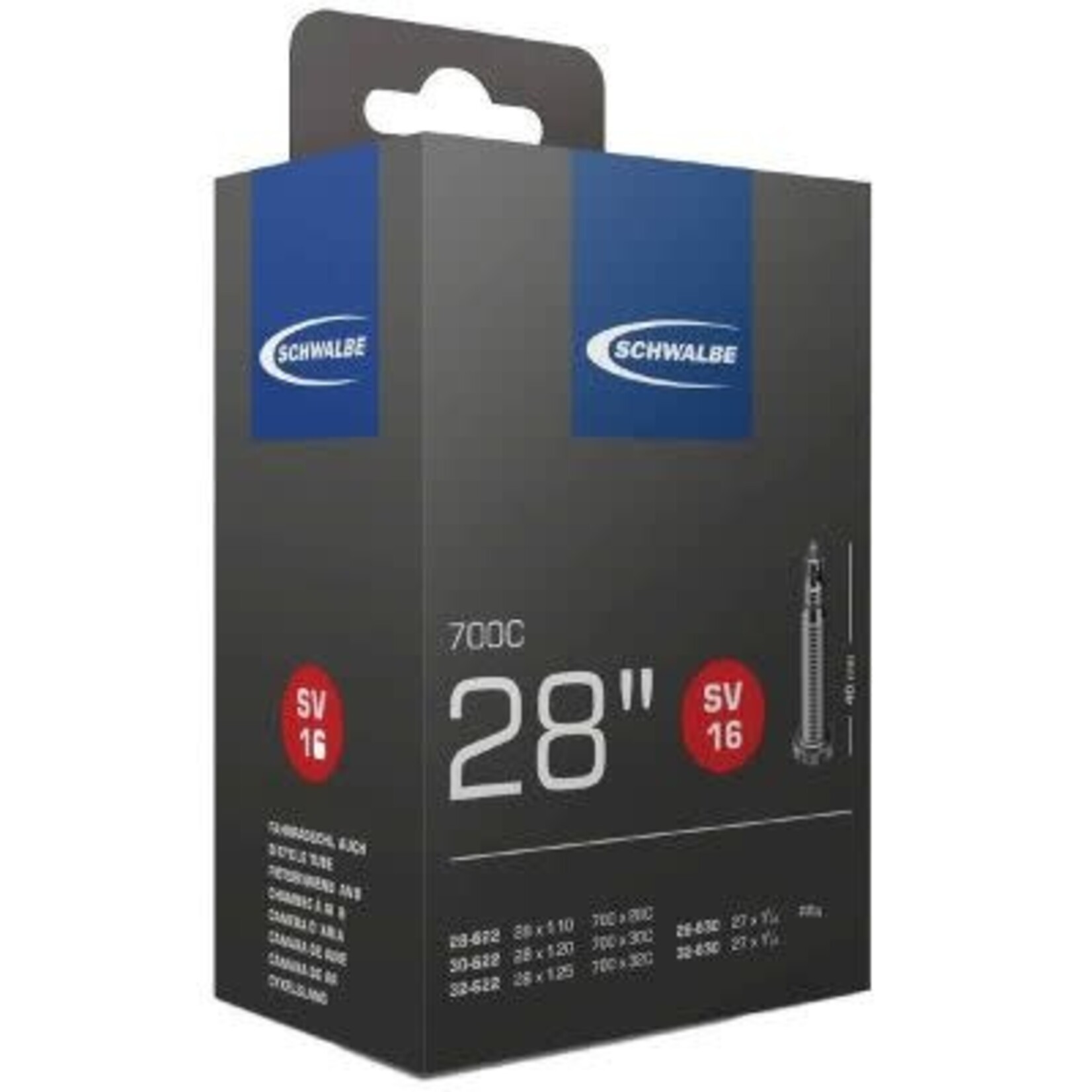 SCHWALBE SCHWALBE 700C 28" SV16 PRESTA VALVE TUBE