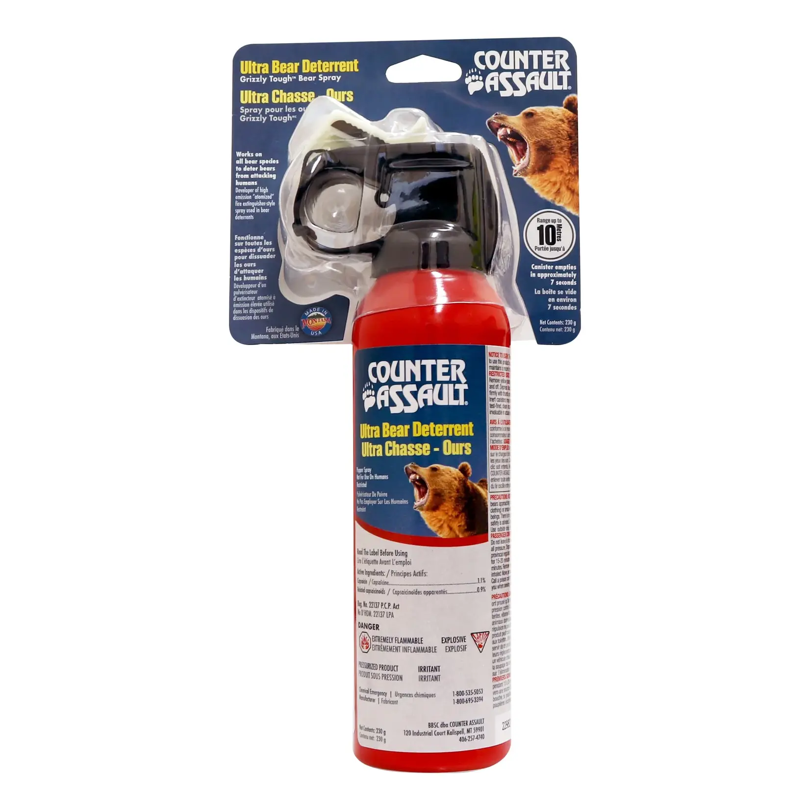 BUSHWACKER BACKPACK AND SUPPY COUNTER ASSAULT BEAR SPRAY 290 GRAMS 10.2OZ 12 METER 1.1% CAP