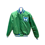 NHL VINTAGE HARTFORD WHALERS GREEN STARTER SATIN BOMBER JACKET 1989-1991