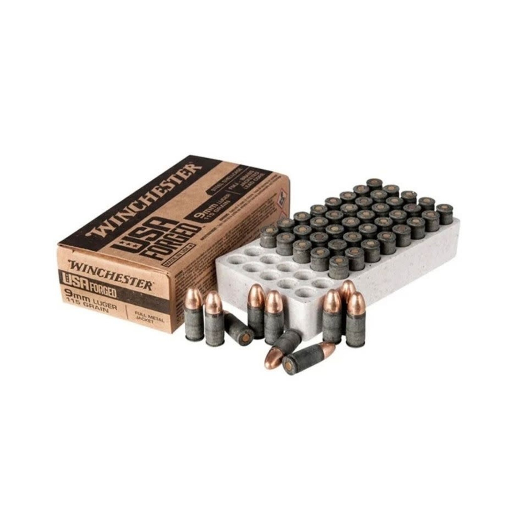 Winchester Repeating Arms WINCHESTER 9MM LUGER USA FORGED AMMO 115 GR FMJ BRASS JACKETED LEAD CORE