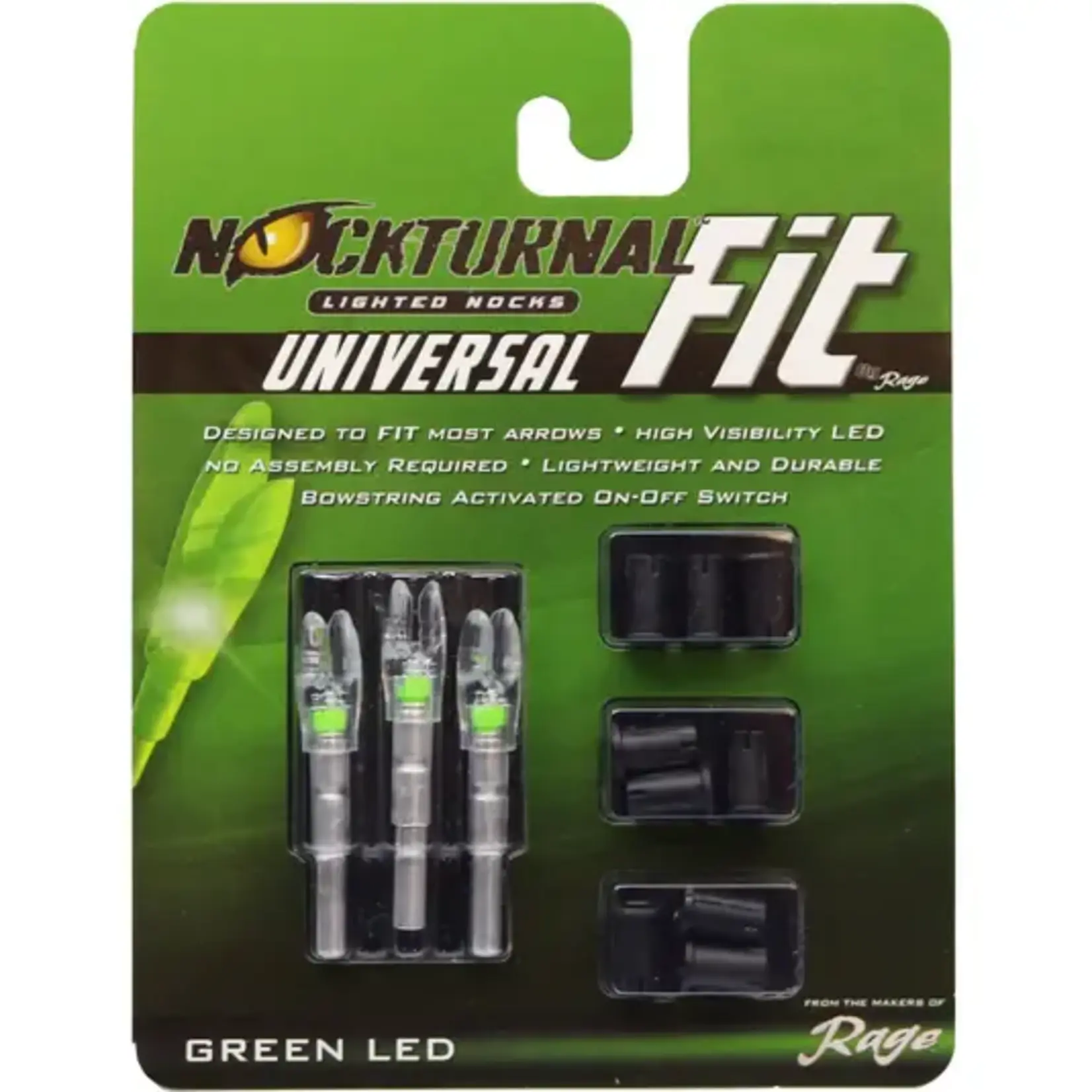 NOCKTURNAL NOCKTURNAL LIGHTED NOCKS UNIVERSAL FIT GREEN LED 3/PK