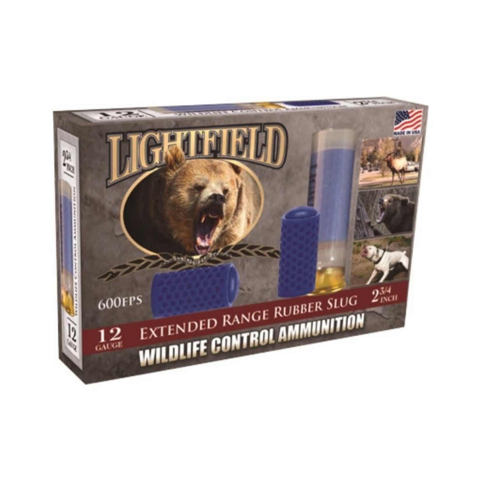 Lightfield LIGHTFIELD 12 GA 2 3/4" EXTENDED RUBBER SLUG 600FPS WILDLIFE CONTROL