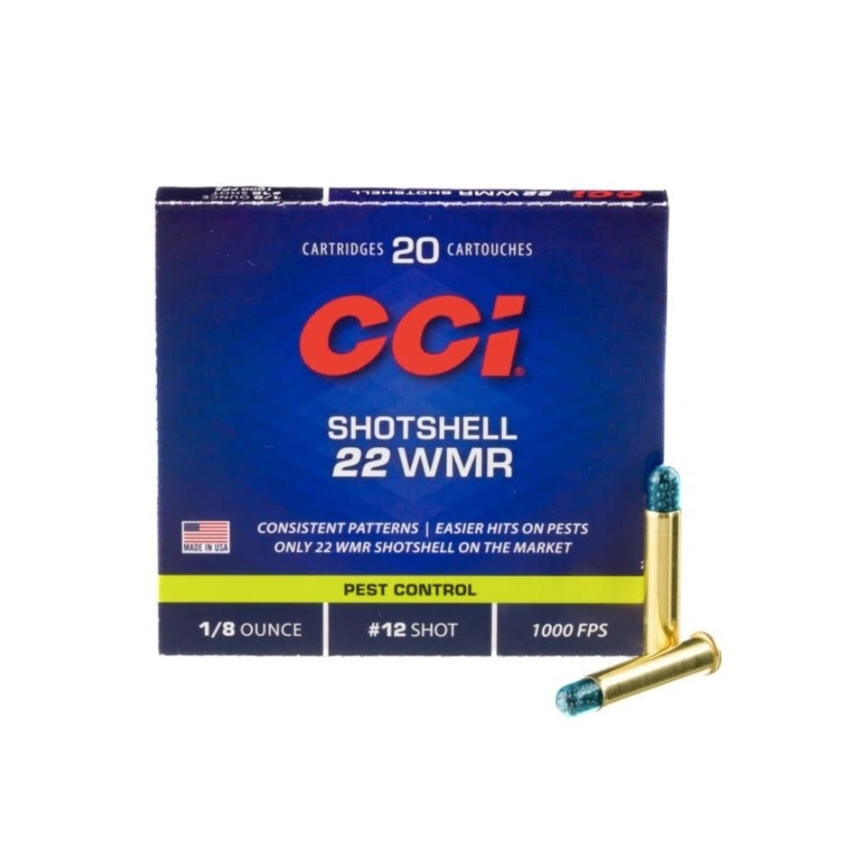 CCI CCI 22 MAG WMR SHOT SHELL 1/8 OZ #12 SHOT 1000 FPS 20 PK