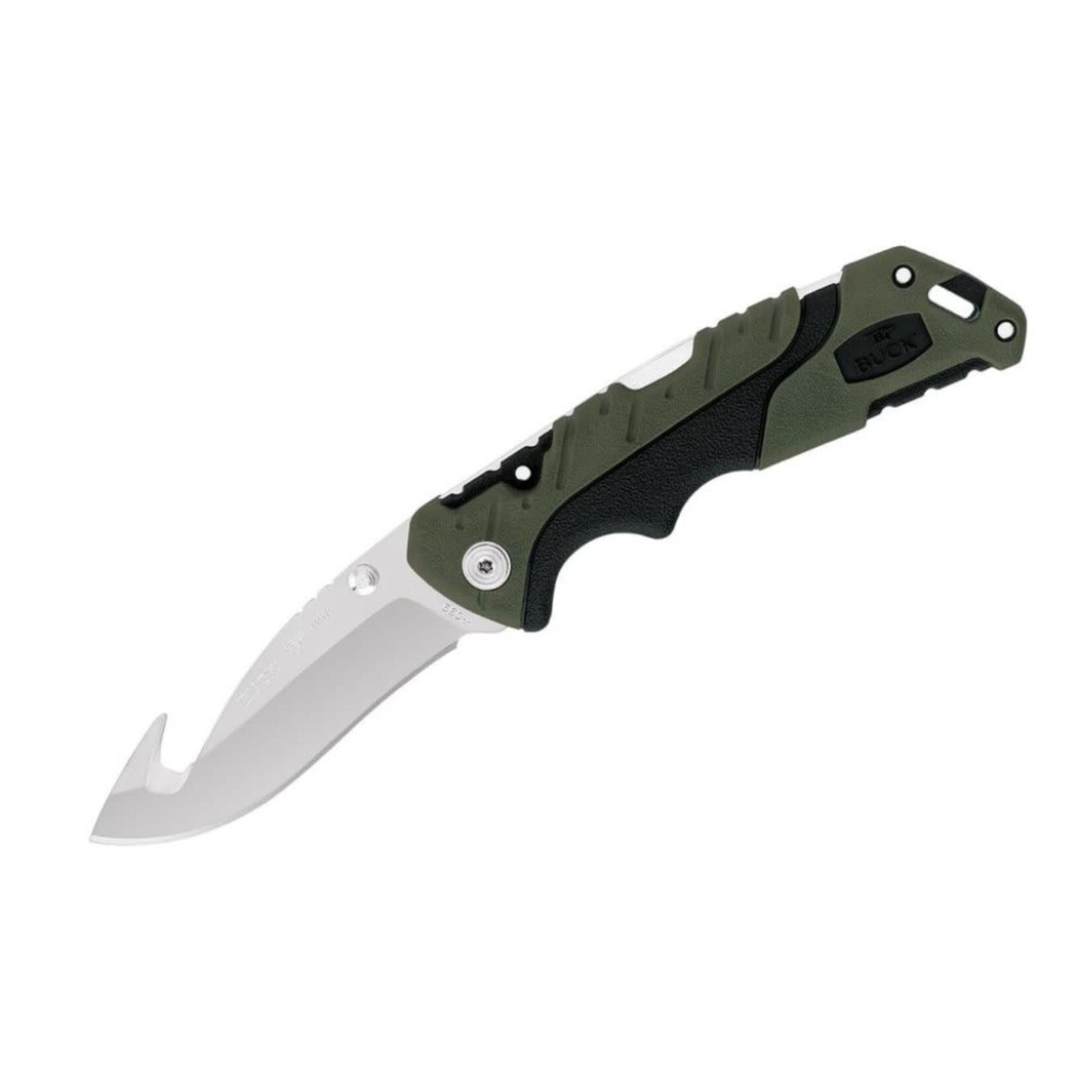 BUCK KNIVES BUCK KNIVES 660 FOLDING PURSUIT LARGE GUT HOOK NAIL NOTCH GREEN 420HC STAINLESS