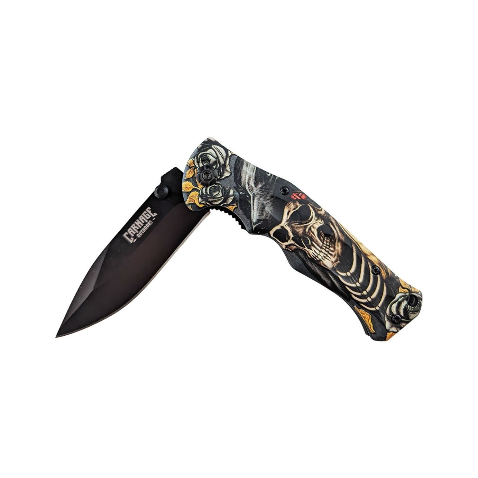CARNAGE WOLF HAT SKULL FOLDING KNIFE