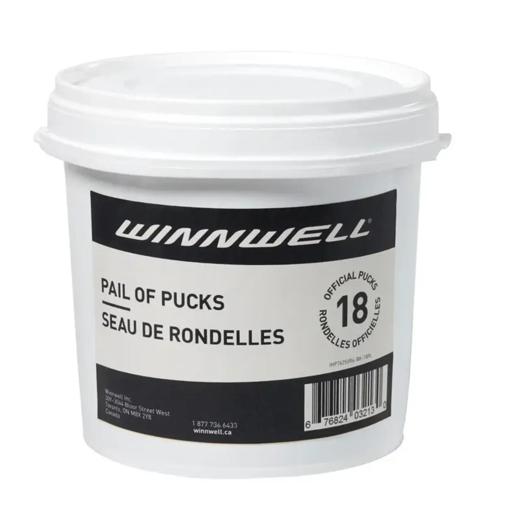 WINNWELL WINNWELL 6OZ HOCKEY PUCK BLACK PLAIN  PAIL 18 CT
