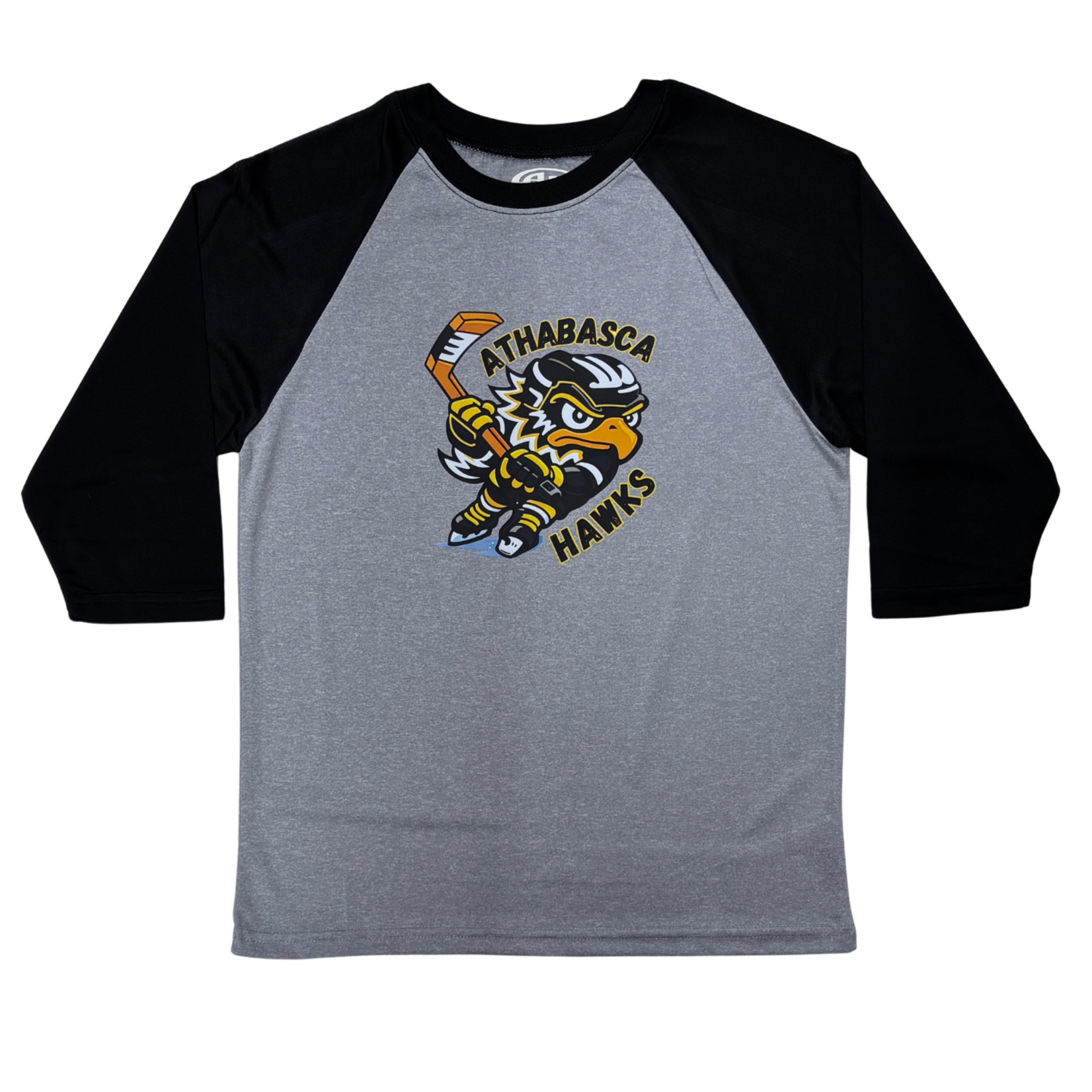 ATHLETIC KNIT HAWKS YOUTH ATHLETIC KNIT 3/4 SLEEVE GREY/BLACK