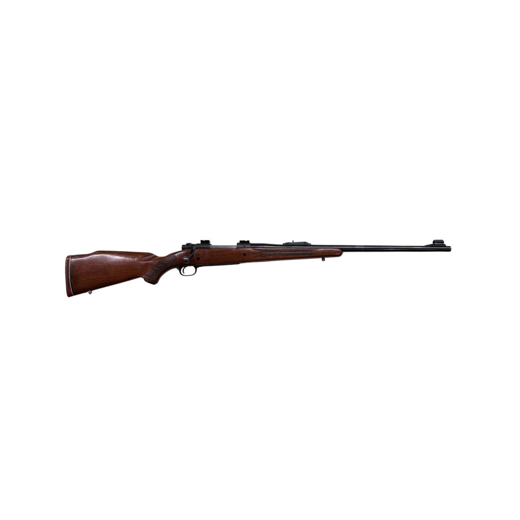 USED WINCHESTER 375 H&H MAGNUM MODEL 70 BORN 1964 24" BARREL 3 ROUND HINGED FLOORPLATE MAGAZINE W/ OPEN SIGHTS SCOPE BASES SLING STUDS