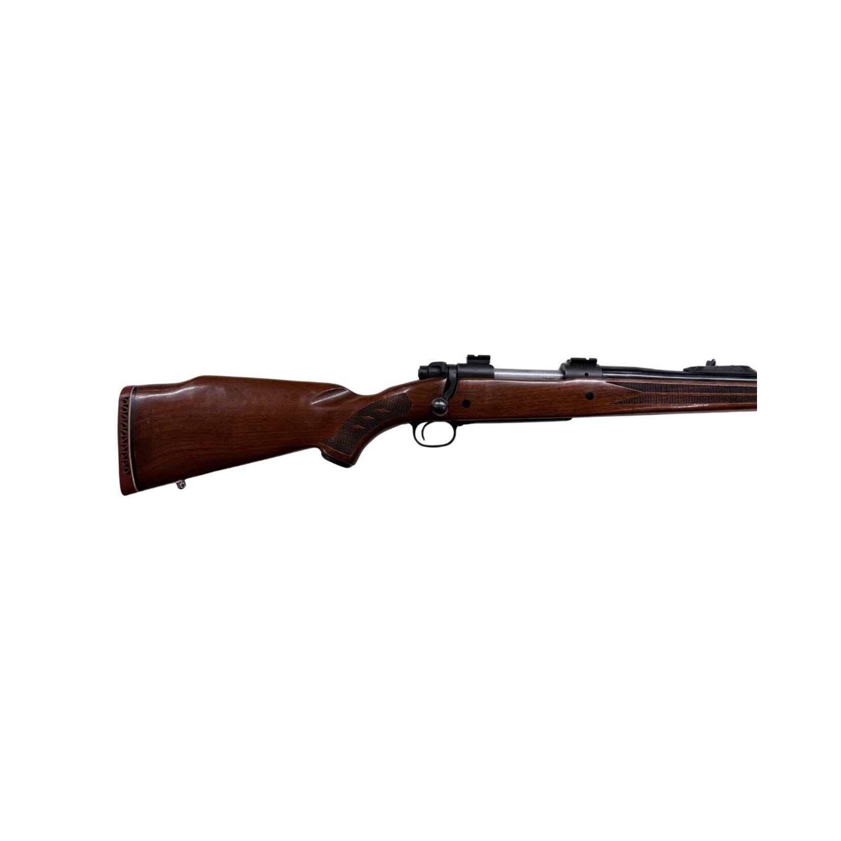 USED WINCHESTER 375 H&H MAGNUM MODEL 70 BORN 1964 24" BARREL 3 ROUND HINGED FLOORPLATE MAGAZINE W/ OPEN SIGHTS SCOPE BASES SLING STUDS