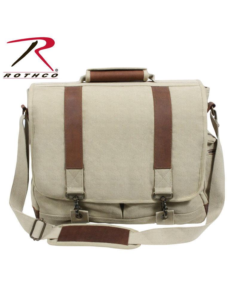 Rothco Vintage Canvas Pathfinder Laptop Bag With Leather Accents