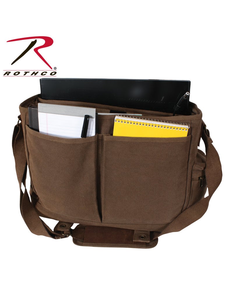 Rothco Vintage Canvas Pathfinder Laptop Bag With Leather Accents