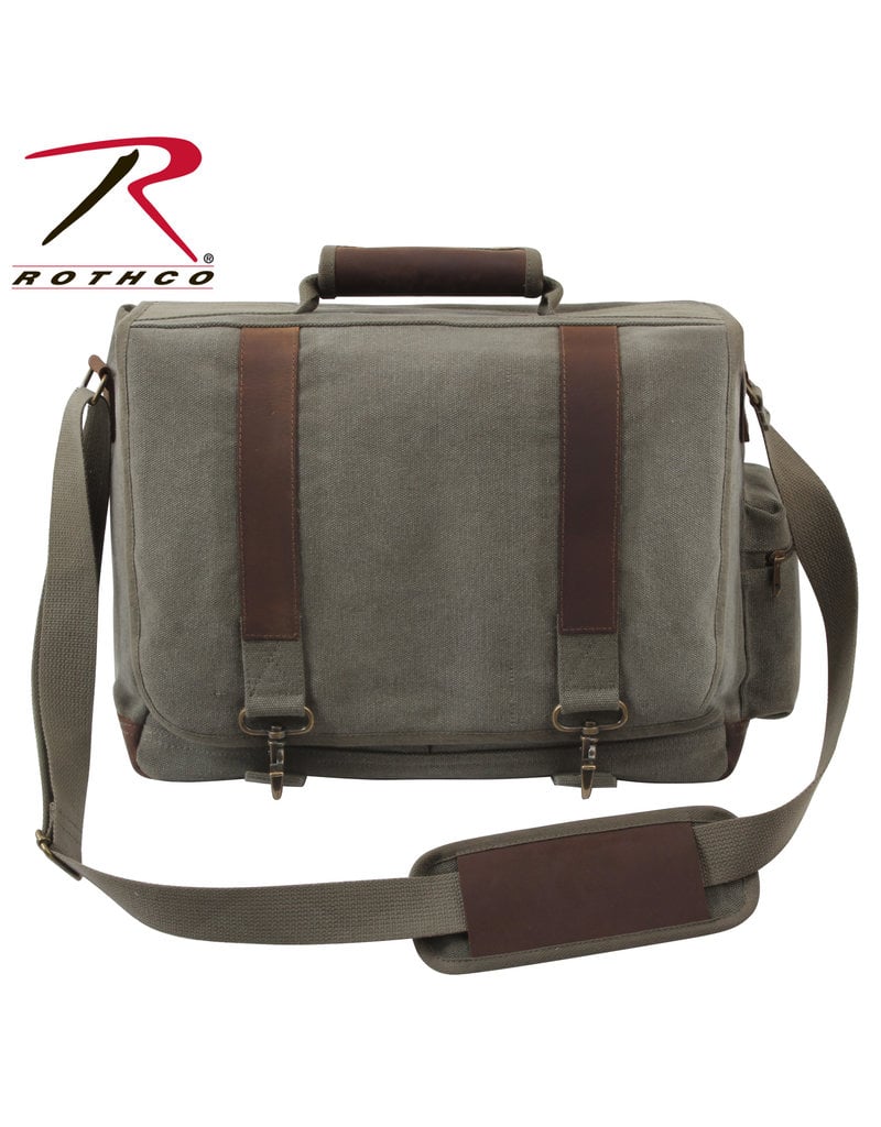 Rothco Vintage Canvas Pathfinder Laptop Bag With Leather Accents