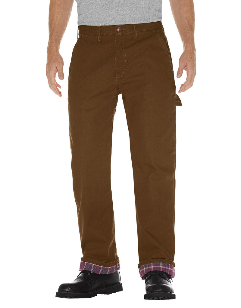 Dickies Relaxed Straight Fit Flannel-Lined Carpenter Duck Jeans