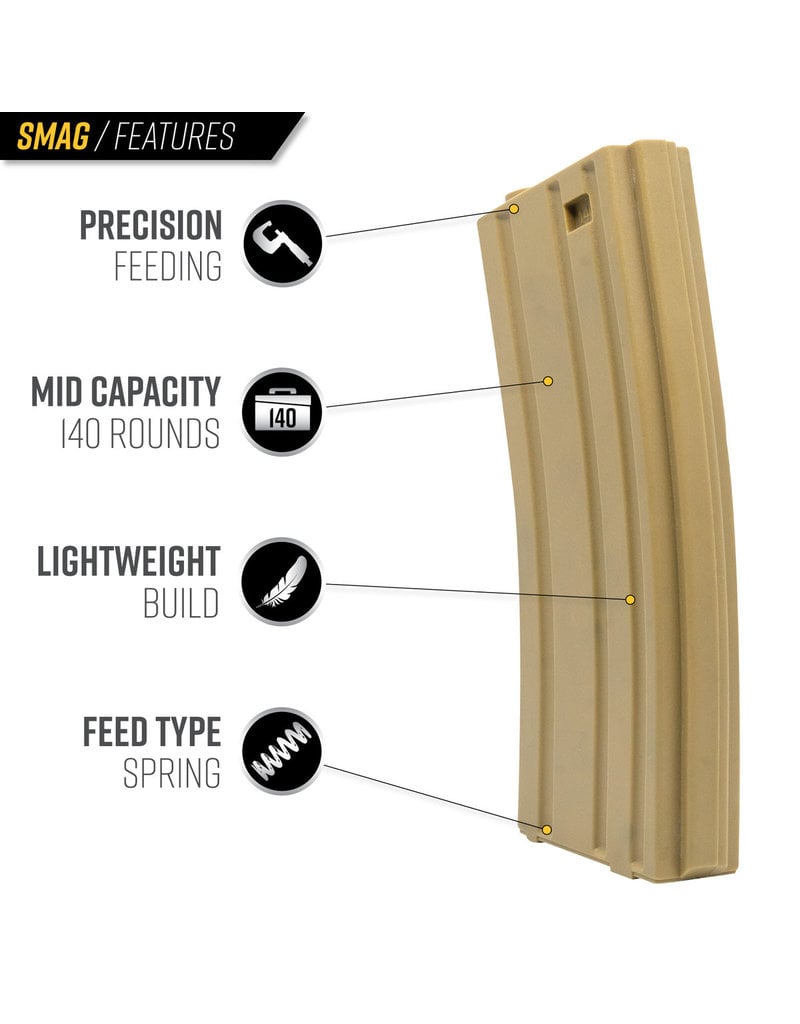 Valken SMAG Mid-Cap Airsoft Magazines (5 Pack)