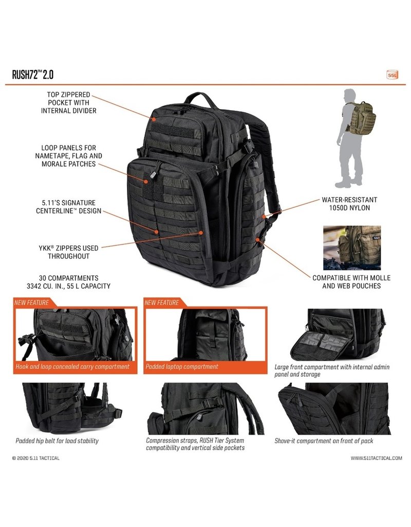 5.11 Tactical Military backpack Rush 72 2.0