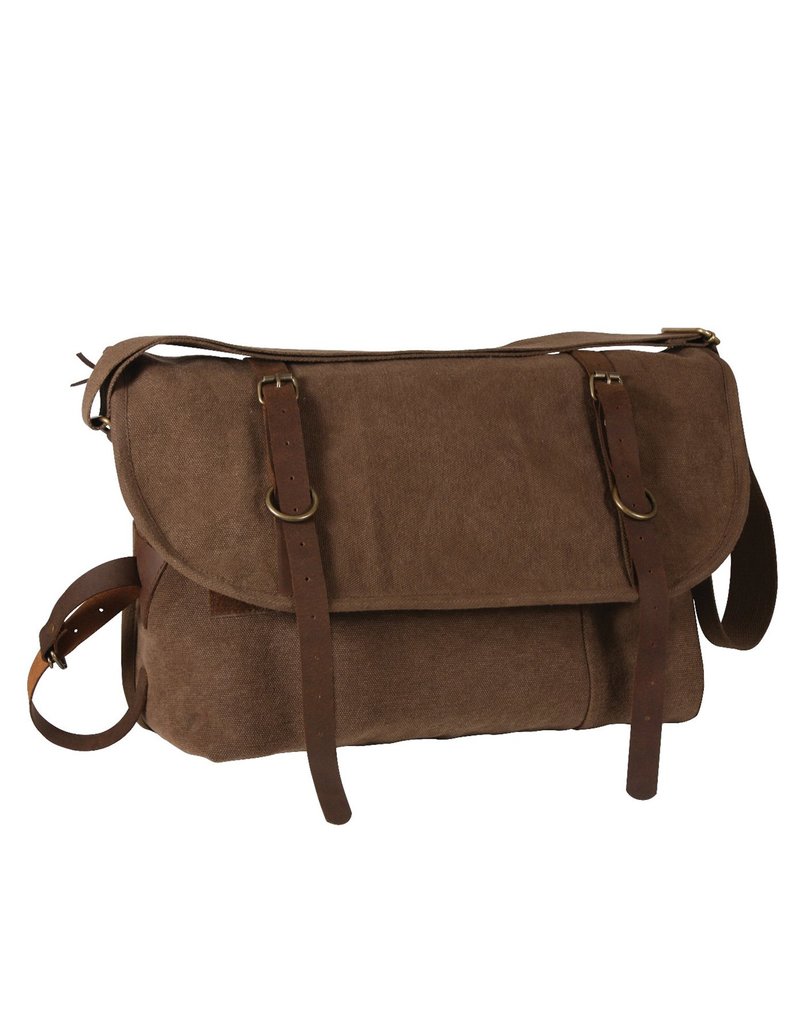 Rothco Vintage Canvas Explorer Shoulder Bag with Leather Accents