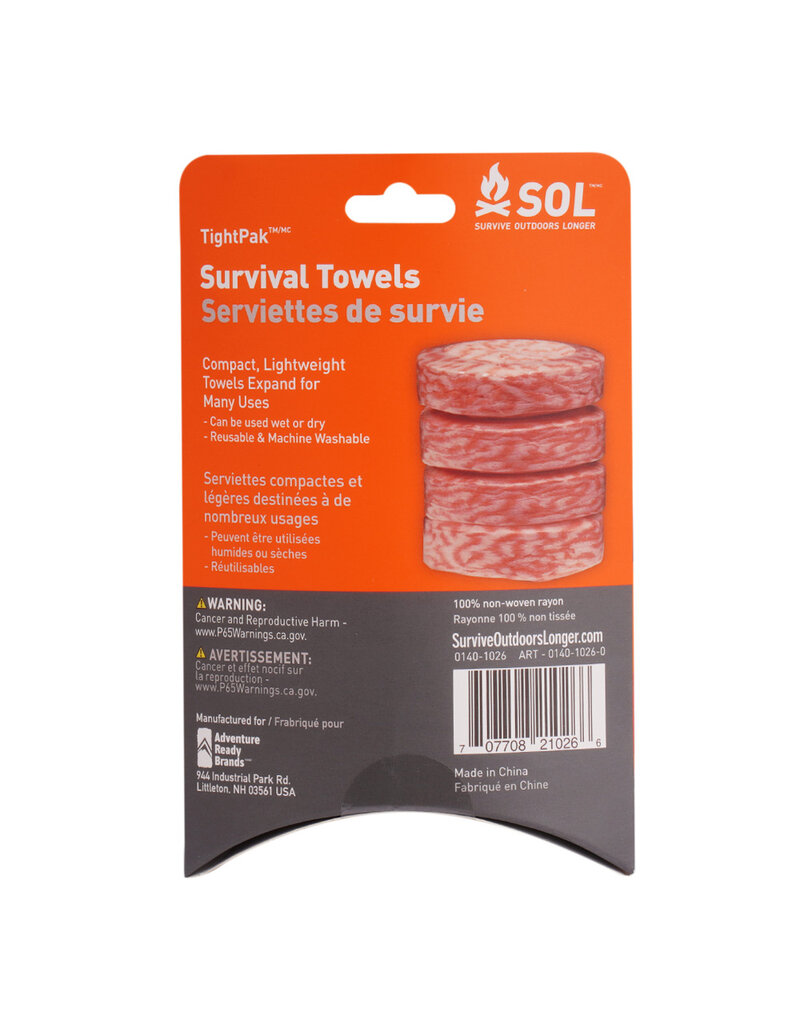 Survive Outdoors Longer Tight Pack Survival Towel 4-Pack