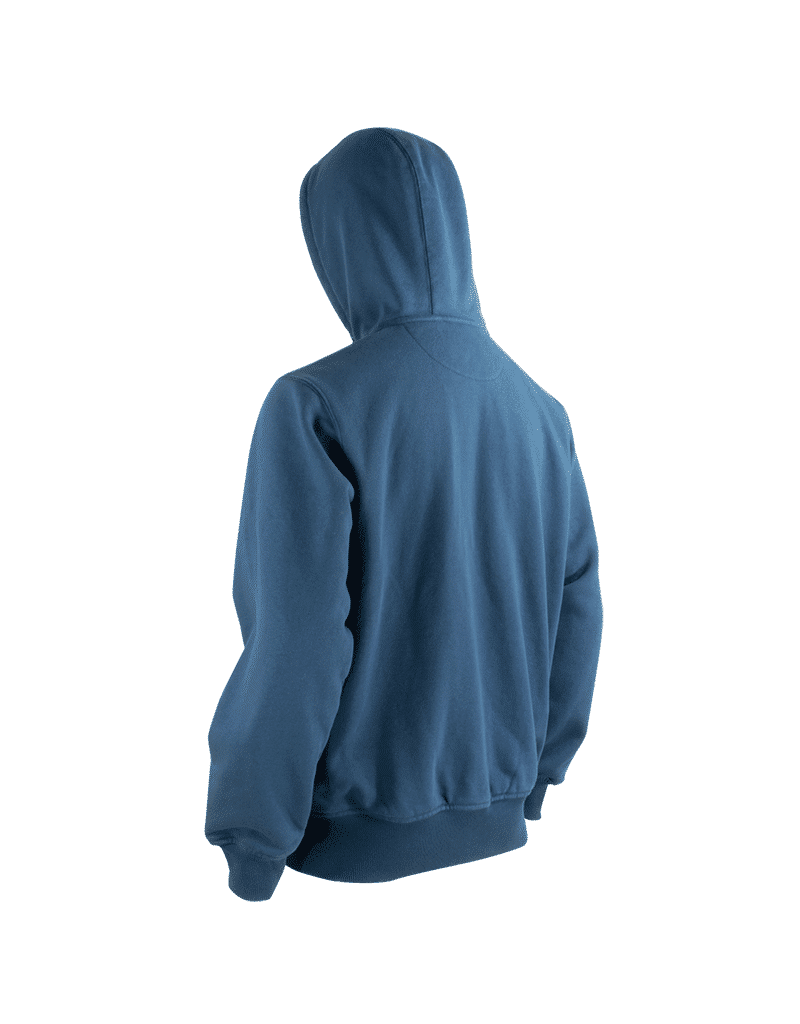 Jackfield Hooded Cotton Sweater with Zipper Blue