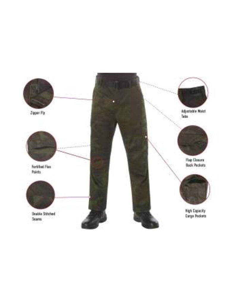 Rothco Tactical BDU Pants with Zipper Midnight Black Camo