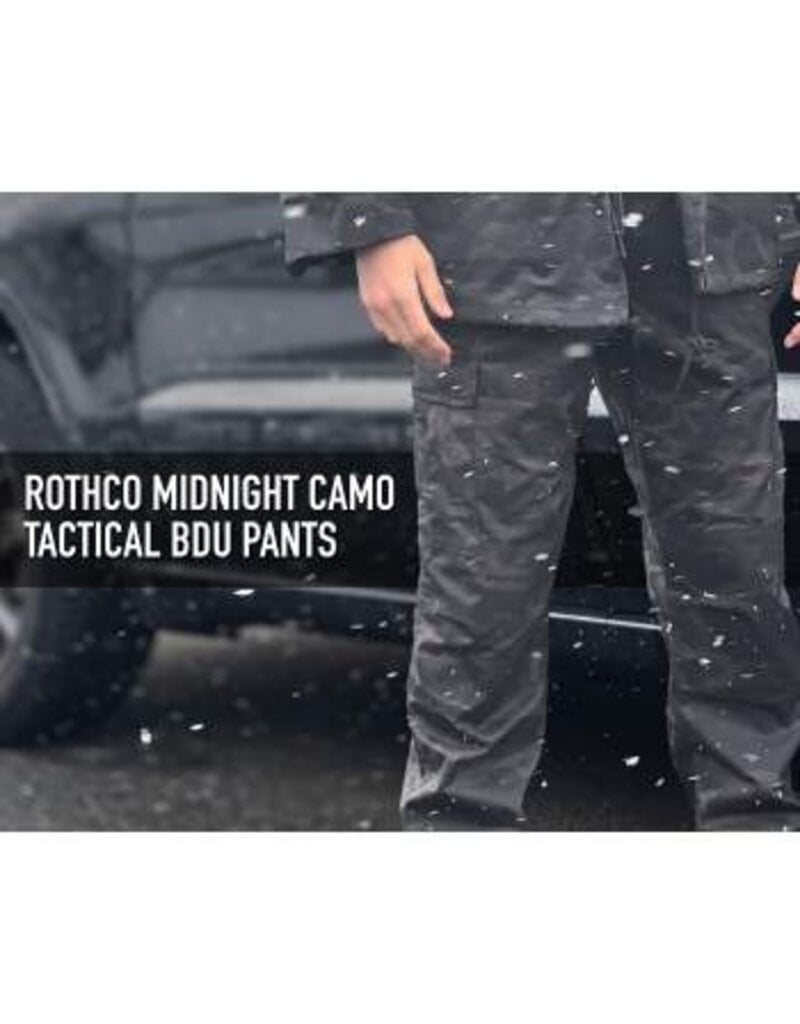 Rothco Tactical BDU Pants with Zipper Midnight Black Camo