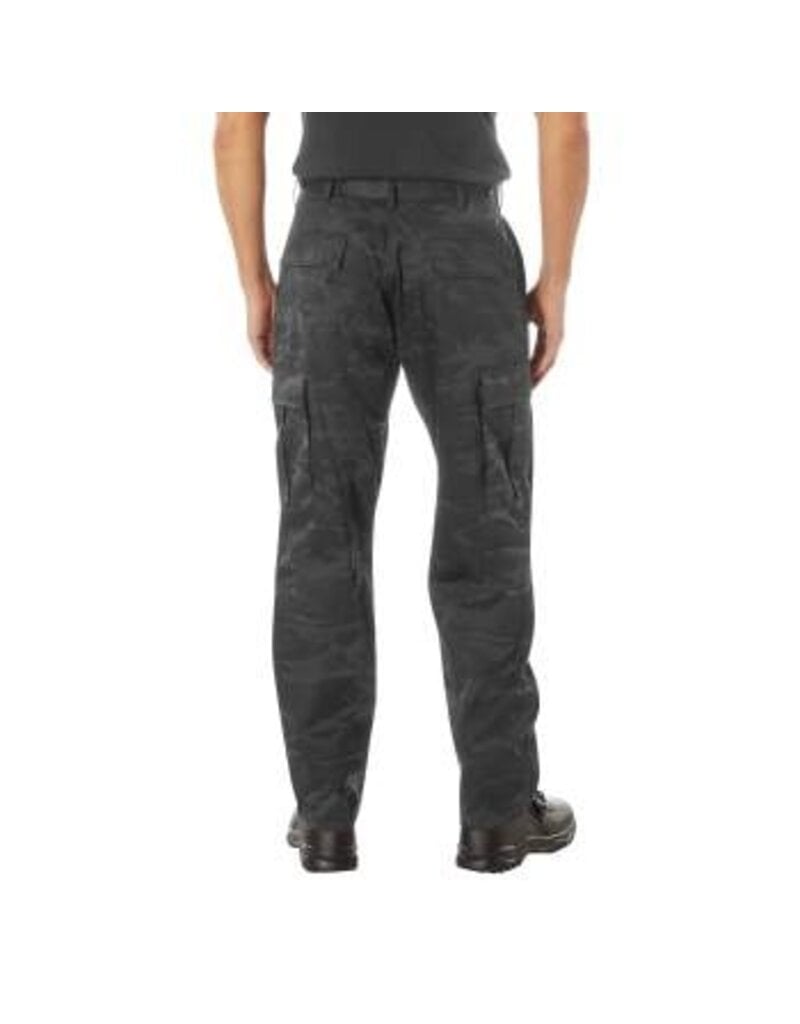 Rothco Tactical BDU Pants with Zipper Midnight Black Camo