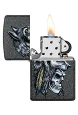 Zippo Wolf Skull Feather Design