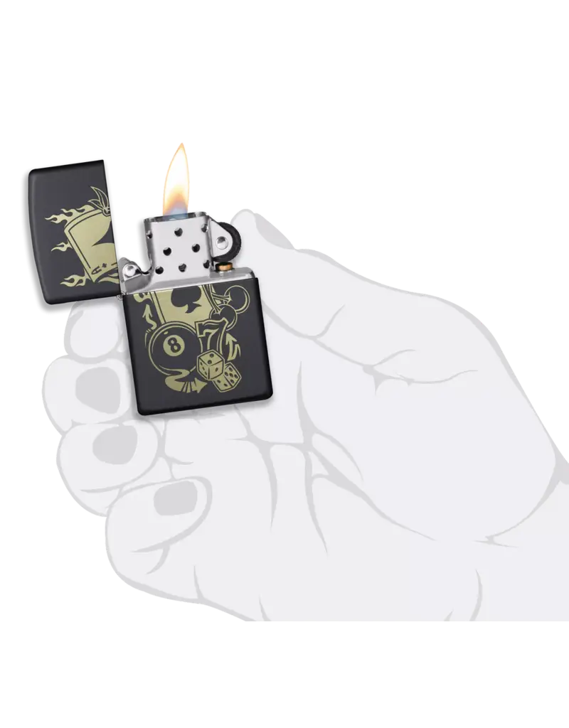 Zippo Gambling Design Black Matte