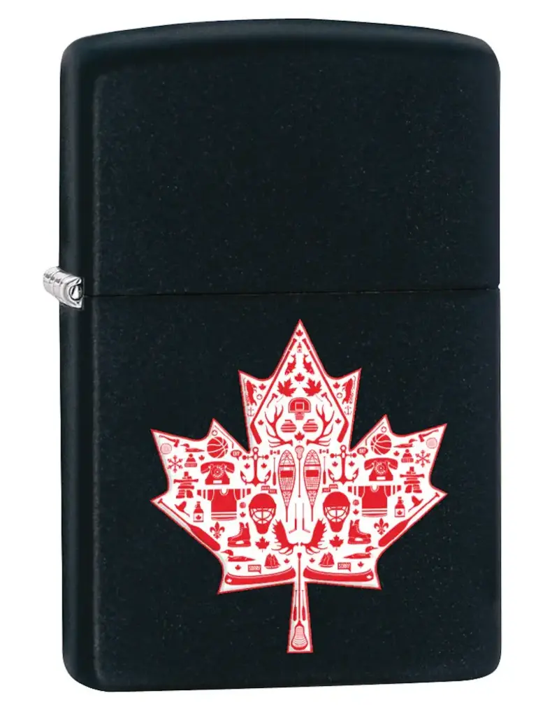 Zippo Souvenir Detailed Maple Leaf Black