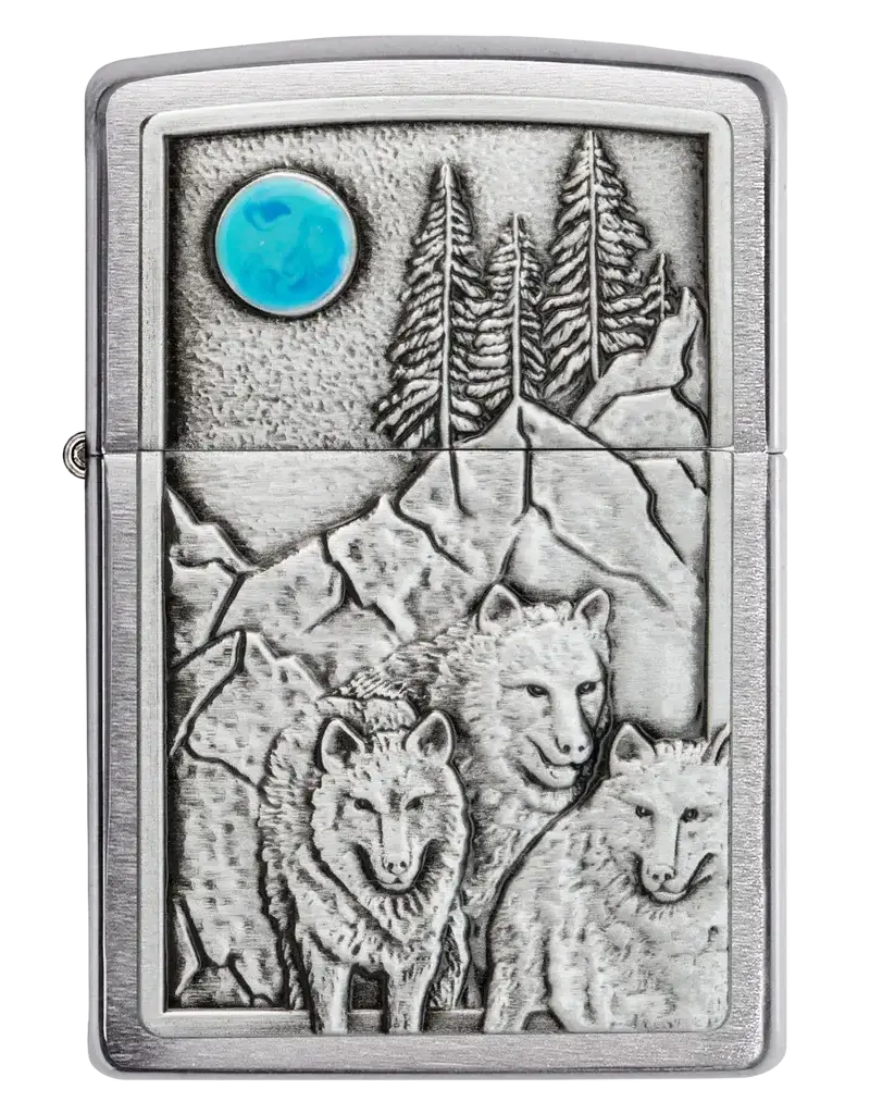 Zippo Wolves Wolf Pack and Moon Emblem